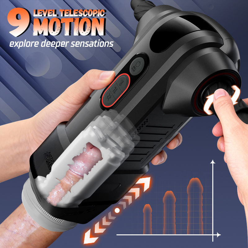【ด้ามจับอัตโนมัติ】 Motopulse - 2 โหมดทำความร้อน, การสั่นสะเทือนแบบยืดไสลด์ 9 ความถี่, การปรับด้ามจับ, เครื่องช่วยสำเร็จความใคร่ชาย