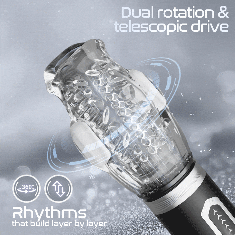 【Legs-Shaking】Amber - 5 Telescopic and Rotational 7 Vibration Realistic Lip and Mouth Touch Handheld Masturbator