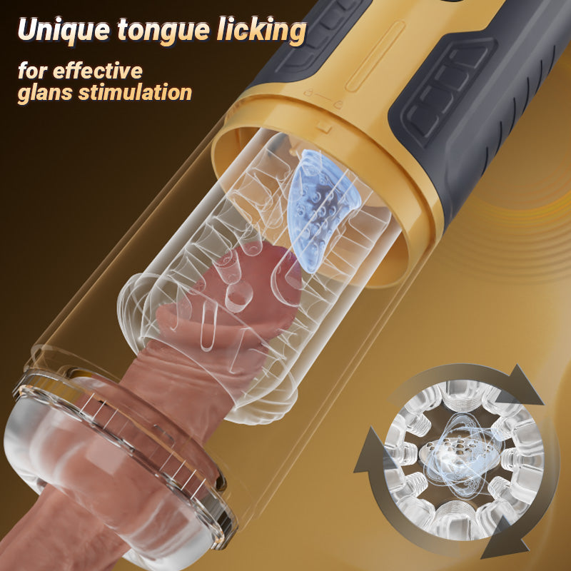 CREAMPIE - 5 IN 1 Licking Massage Thrust Rotation Vibrating Burst Stroker