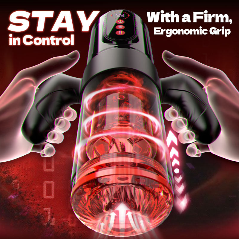 Terminator - Telescopic Rotating Male Masturbator - 9 Modes Sucking Thrusting with Handle
