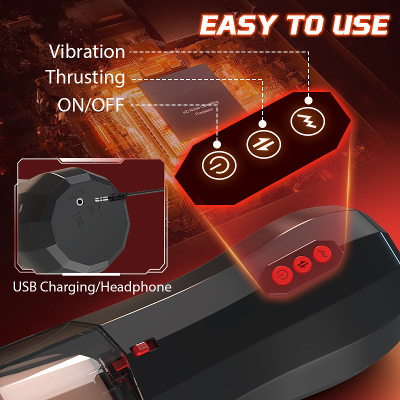 【Everted Fleshy Labia】ROKA - 5-in-1 Multifunctional Masturbator with 5 Thrusting and Suction, 10 Vibration, and Transparent Removable Cover
