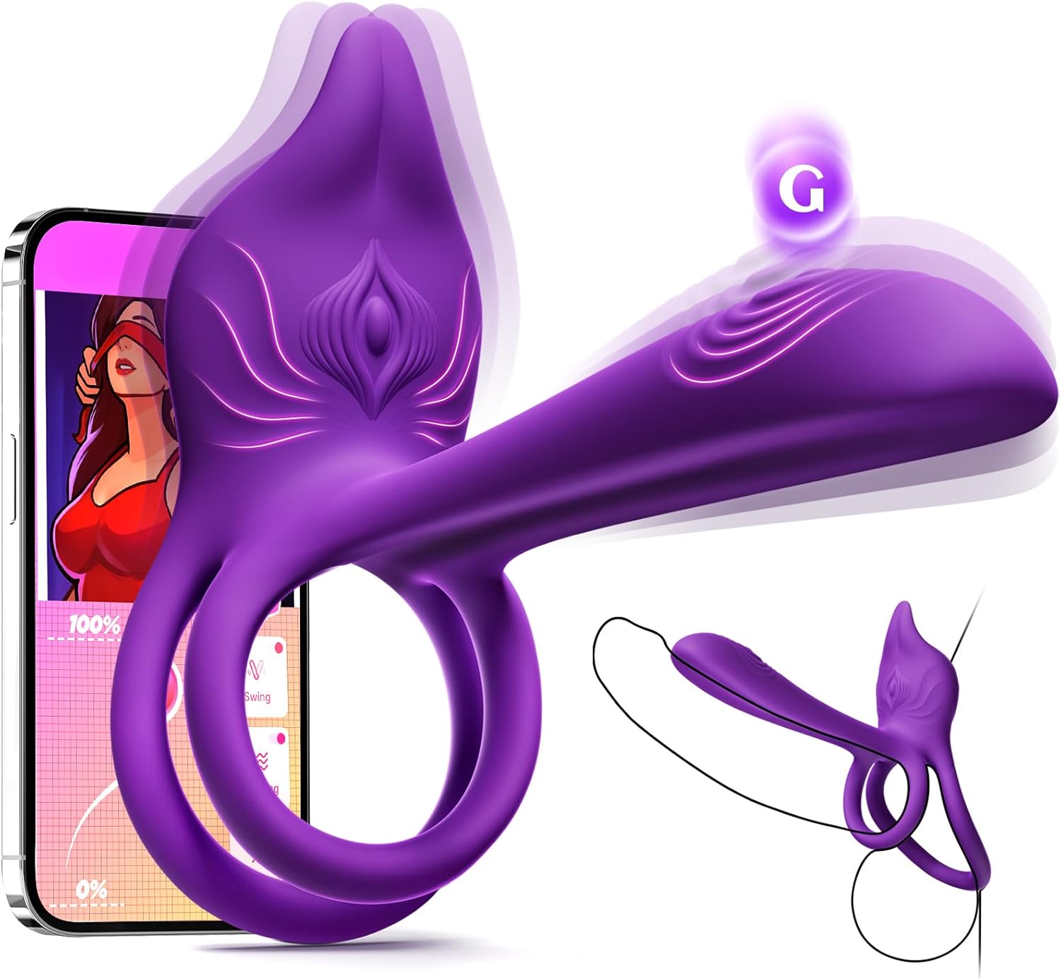 MOOLIGIRL- เครื่องกระตุ้นจุดซ่อนเร้นรูปจิ้งจอก & เครื่องกระตุ้นจุด G ขนาด 4.6 นิ้ว, โหมดการสั่น 10 แบบ