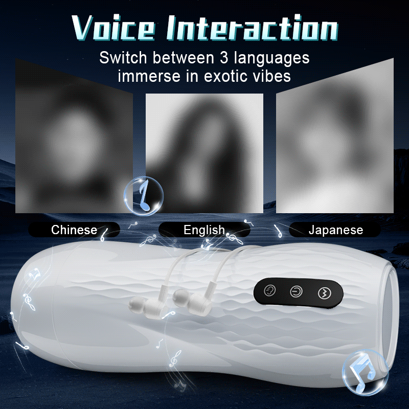 Acmejoy - Language Voice Male Stroker Masturbator With Heated Base, 5 Suction 10 Vibration
