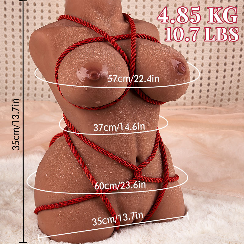 Jian - 10.7 lbs Brown Realistic TPE Sex Doll, Playable Breasts & Textured Dual Entry Lifelike Doll Masturbator Sex Torso
