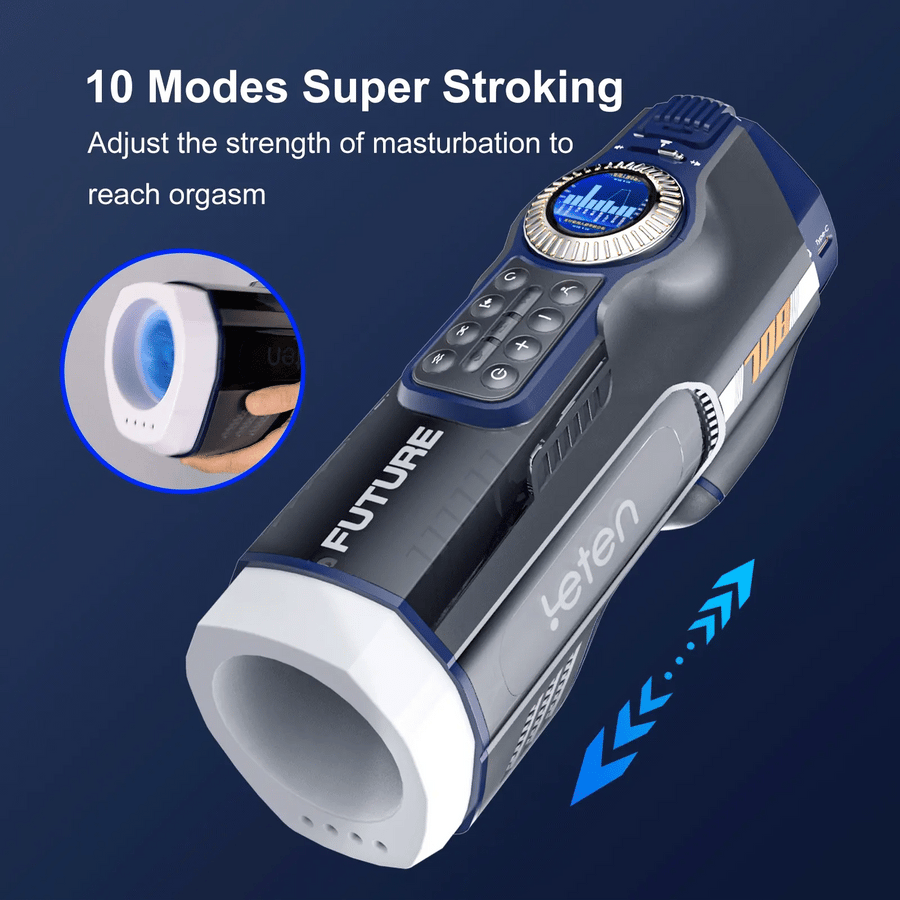 Leten - Smart Thrusting & Heating Masturbator with 490 Stimulation Modes, 39 Cylinders, JAV Moan Sound & LED Display